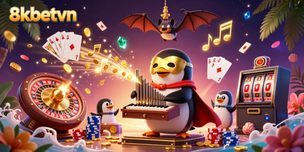 Experience thrilling wins at 8xbetvn with cascading coins, exciting games, and animated characters.