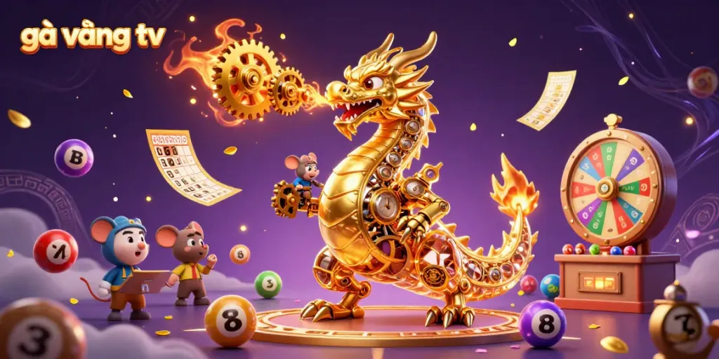 Experience thrilling betting moments with gà vàng tv in this vibrant fantasy illustration.