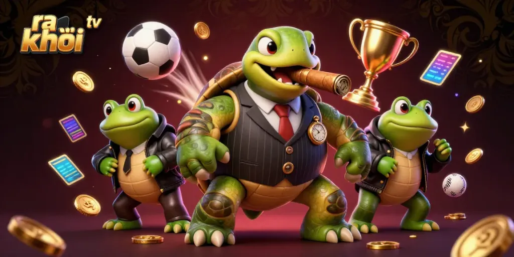 Experience live betting excitement with ra khơi tv's engaging characters and dynamic sports elements.
