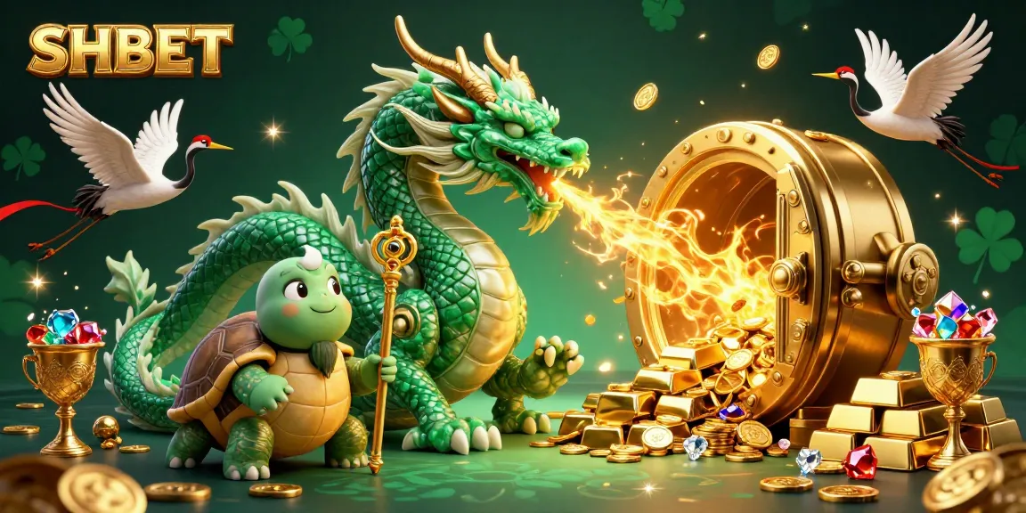 Experience thrilling wins at SHBET with vibrant characters amidst gold and jewels in this exciting casino illustration.