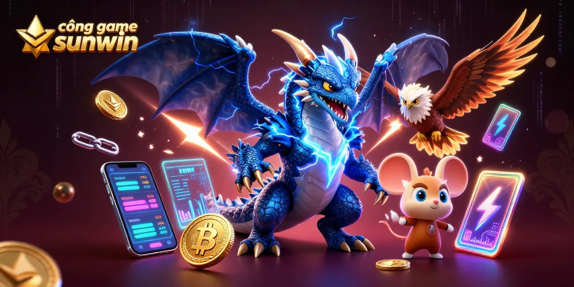 Experience the excitement of cổng game sunwin with vibrant characters and glowing casino elements.